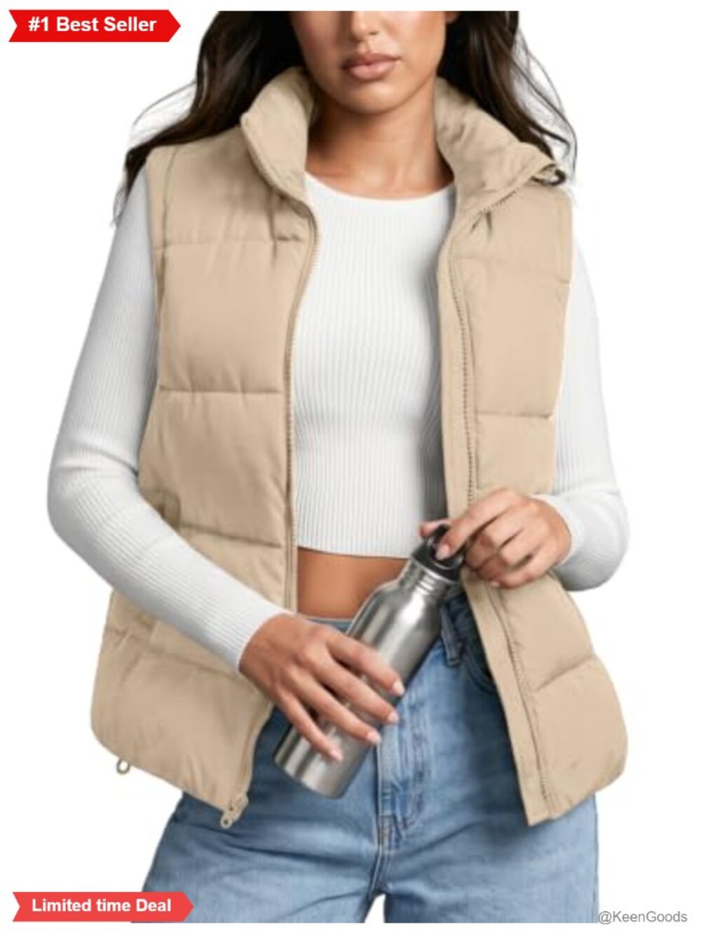 Womens Quilted Puffer Vest Zip Up Sleeveless Casual Outerwear